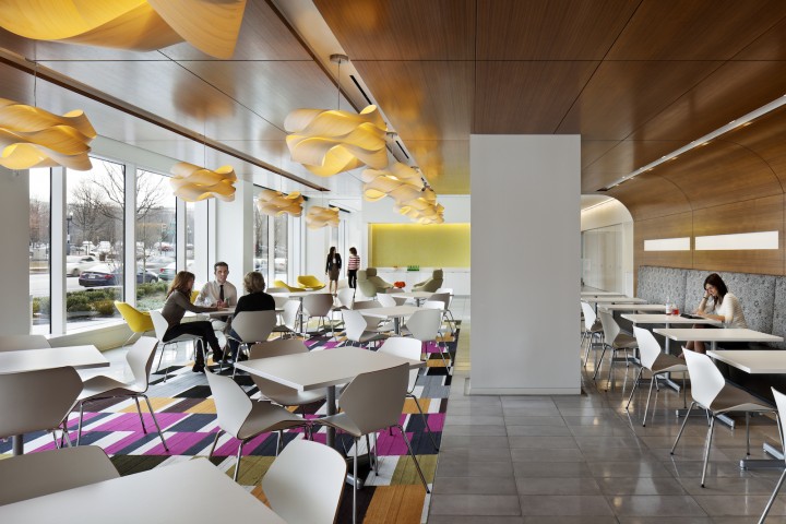 The lounge on the first floor of the new McDermott Will & Emery offices in DC. Photo by Michael Moran of Moran Photography.