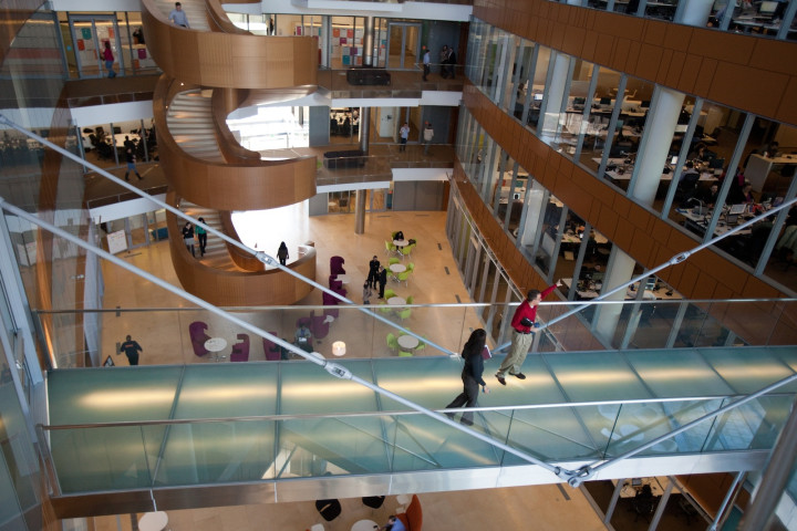 A view into the new atrium from the "catwalk." Photo by Eric Laignel for Francis Cauffman.