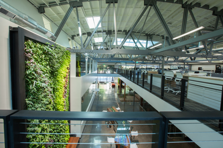 This two-story living wall in DPR's S.F. offices gives both floors a sense of life. Photo by Jason Cheung.