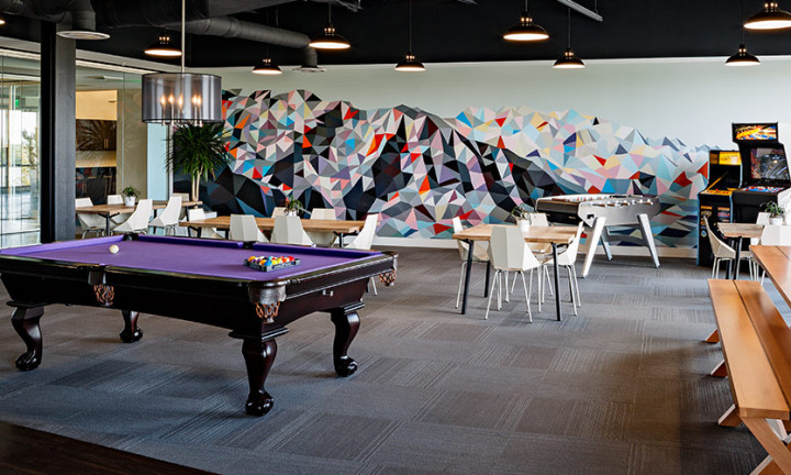 A rec area in the new space. The company's core values include "working, playing, and winning" together. Photo courtesy of Pluralsight.