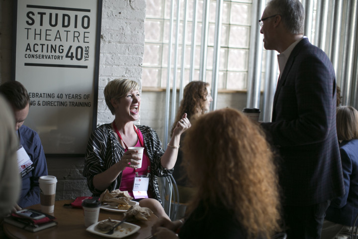 ASID CEO Randy Fiser mingles with Design to Lead participants during lunch at Studio Theatre. Photo by Yura Liamin.
