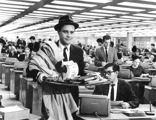 Jack Lemmon in the 1960 film The Apartment. "Here he is, looking to touchdown somewhere," joked Luchetti. Image via prettycleverfilms.com.