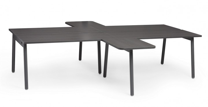 15_Series A Desk System by Poppin Double Desk for Four with Returns