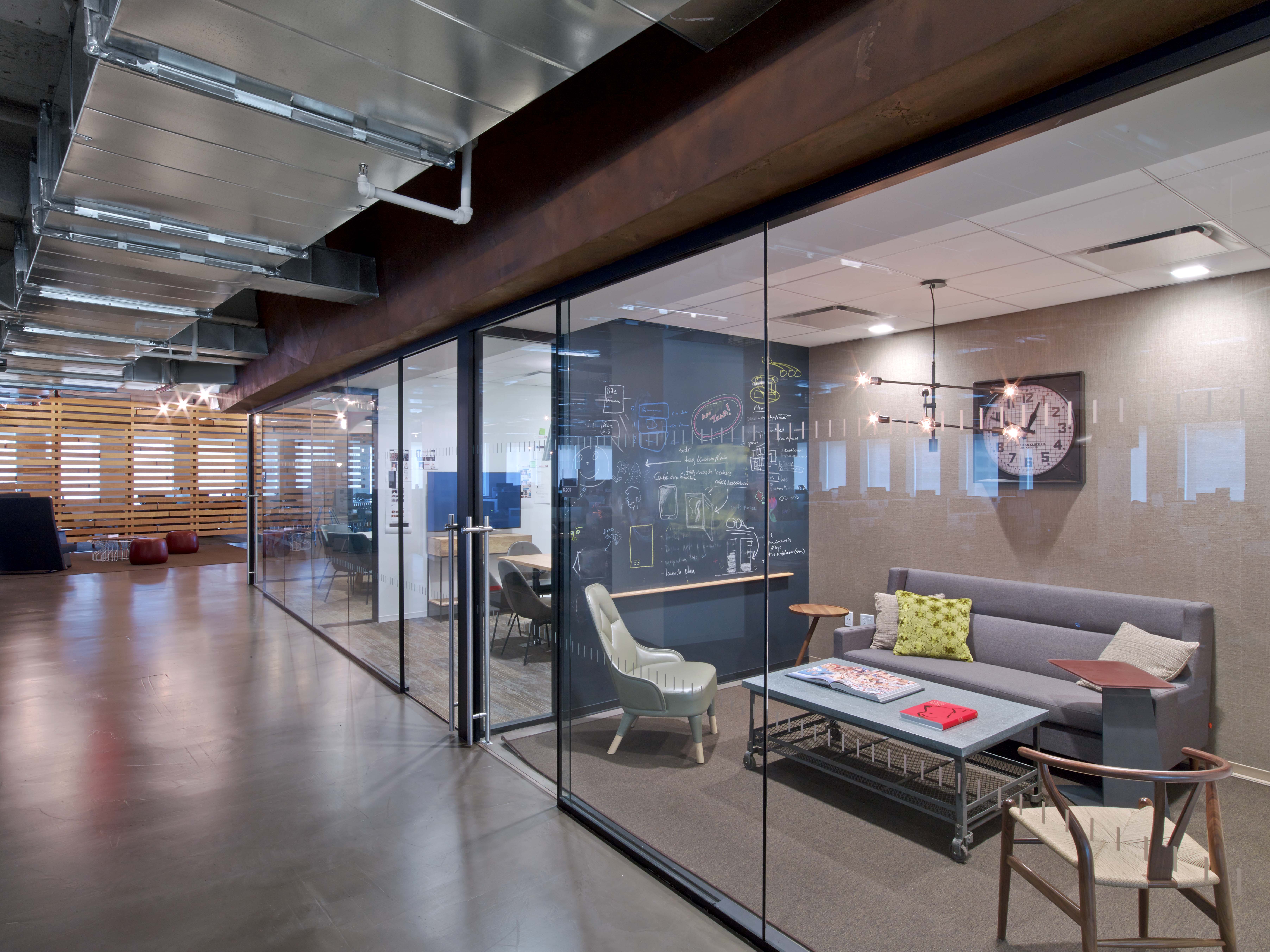 An example of the variety of collaboration spaces across the office. Photo by Eric Laignel Photography.