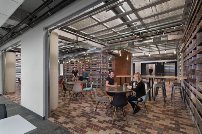 A work cafe at the SAP Fieldglass HQ. Image courtesy of the authors.