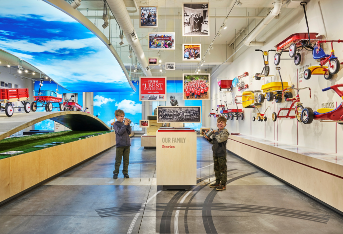 The Heritage Gallery showcases photos of the Pasin family, the company's founders. Photo courtesy of Radio Flyer, Inc.