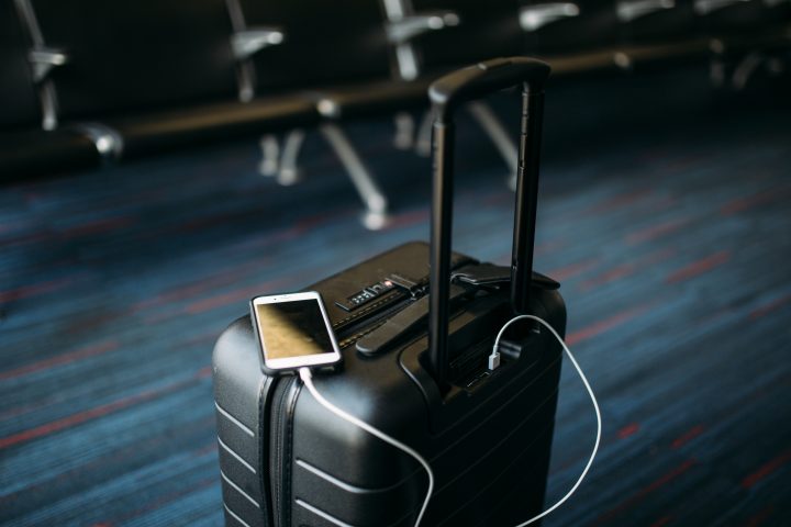 suitcase with phone charger