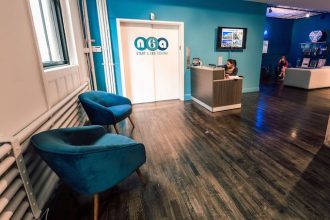 N6A's reception area is called "Start and End Strong." Photo Courtesy of N6A.