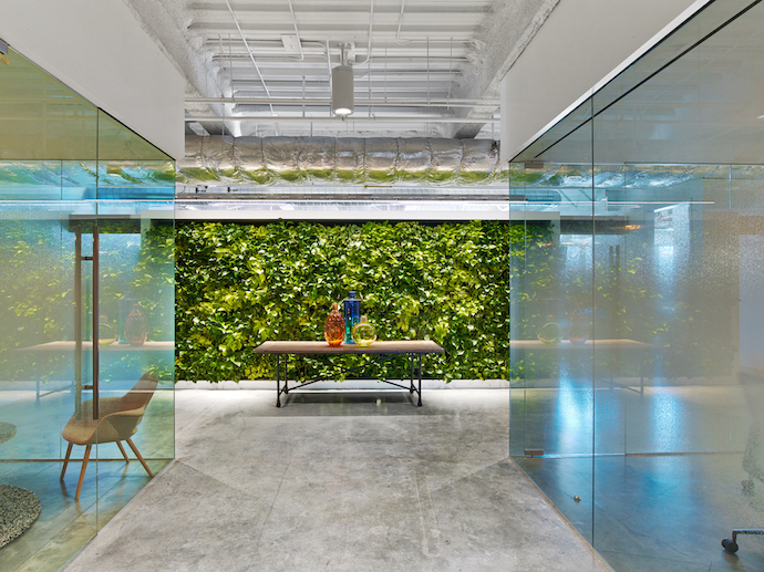 Moss and green walls promote wellbeing and air cleaning. Image courtesy of Eric Laignel.