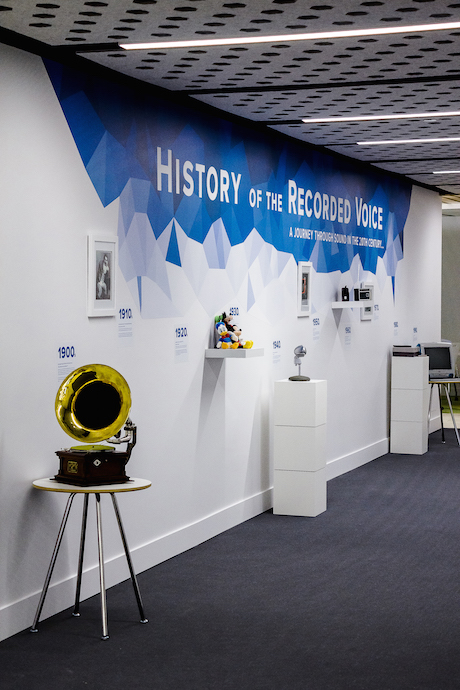 The History of the Recorded Voice museum is an ode to the highlights of the voice over industry, giving passersby a glimpse into its history over the past 100 years. Image courtesy of In Design Associates.