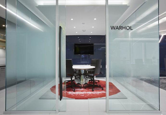 The Warhol room is another of Emerge212’s art-themed conference rooms, offering private meeting space with refined design touches. Image courtesy of Emerge212. 