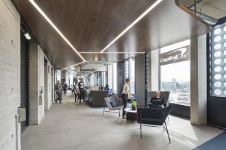 The worlds of tech and finance collide in Capital One's new London offices. Image courtesy of Hufton & Crow.