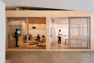 The studio includes a number of informal yet professional break out rooms, allowing for community members and clients to come in for workshops and focus groups. Image courtesy of