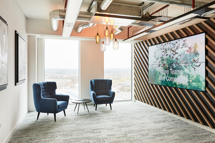 One of the main goals of the design was to create a space that was bold and engaging in order to fulfil the clients' commitment to making the organization a great place to work. Image courtesy of AIS.