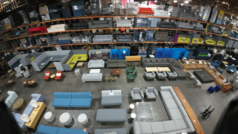 warehouse of repurposed furniture